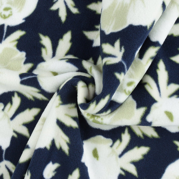 Mountain Fleece Prints - Winter Floral - 013 - Navy