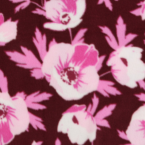 Mountain Fleece Prints - Winter Floral - 014 - Garnet