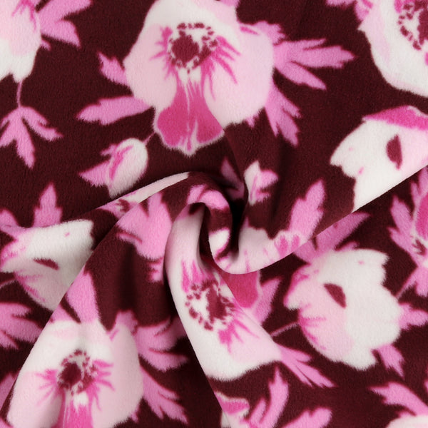 Mountain Fleece Prints - Winter Floral - 014 - Garnet