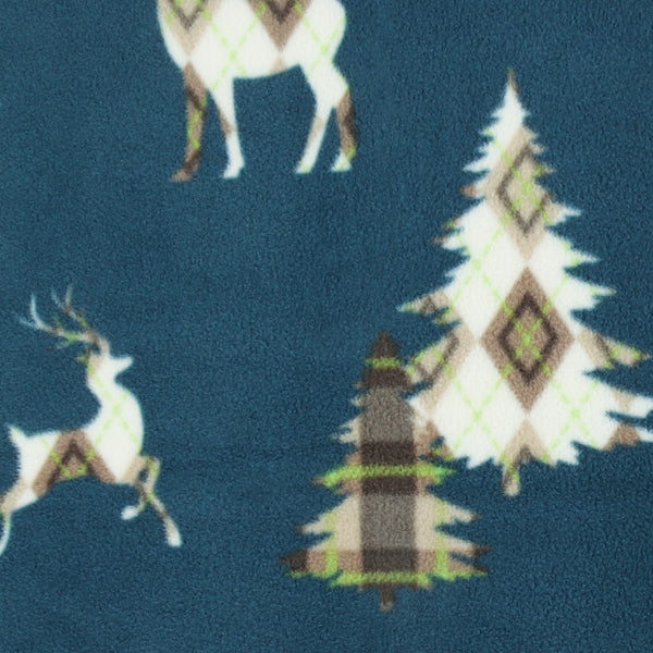 Mountain Fleece Prints - Forest Animal Arggyle - 019 - Teal