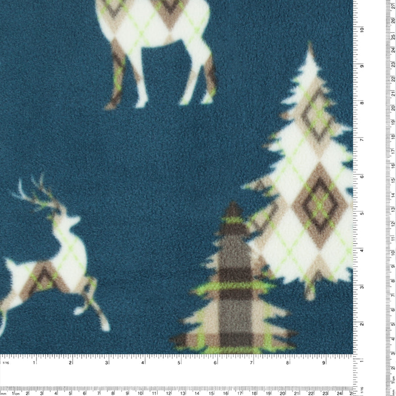 Mountain Fleece Prints - Forest Animal Arggyle - 019 - Teal