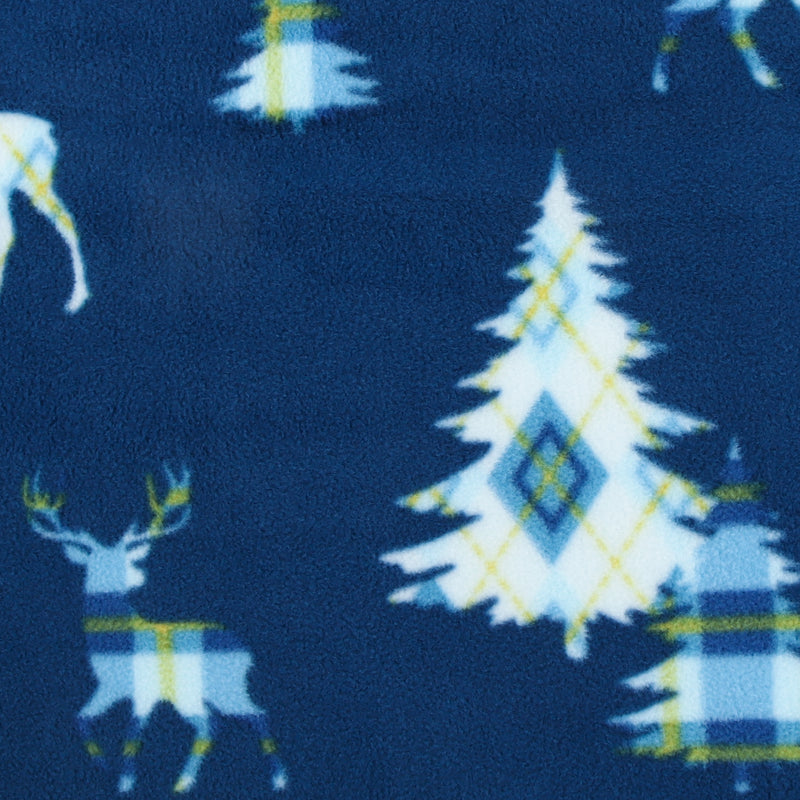 Mountain Fleece Prints - Forest Animal Arggyle - 020 - Navy