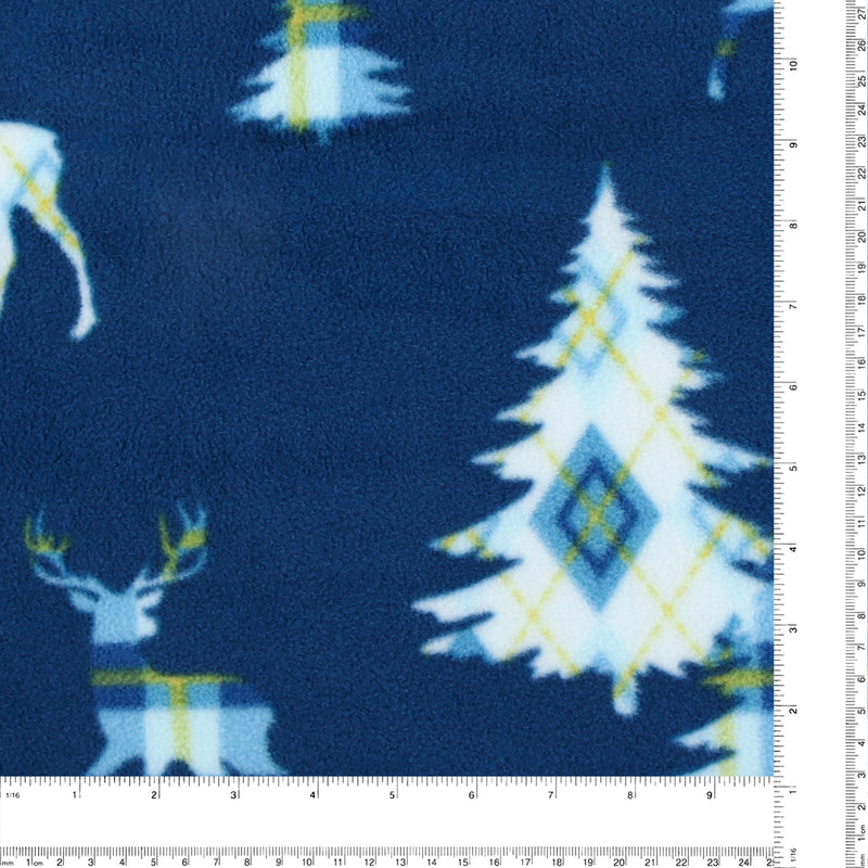 Mountain Fleece Prints - Forest Animal Arggyle - 020 - Navy