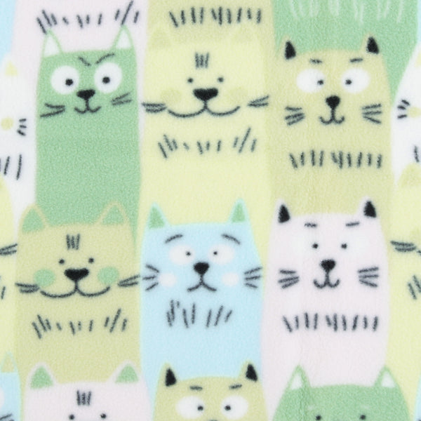 Mountain Fleece Prints - Lots of Cats - 022 - Green