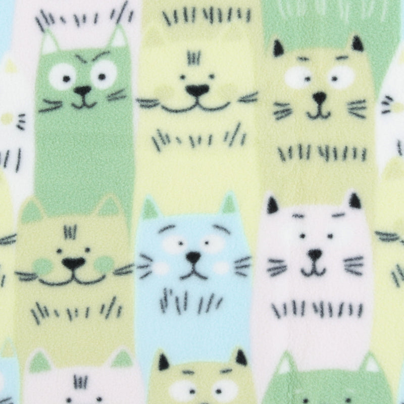 Mountain Fleece Prints - Lots of Cats - 022 - Green