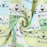 Mountain Fleece Prints - Lots of Cats - 022 - Green