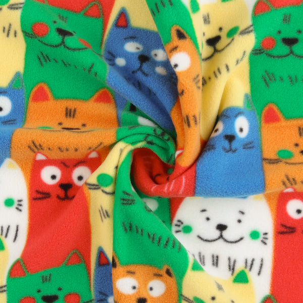 Mountain Fleece Prints - Lots of Cats - 023 - Bright
