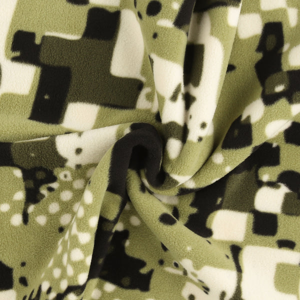 Mountain Fleece Prints - Abstract Houndstooth - 037 - Olive