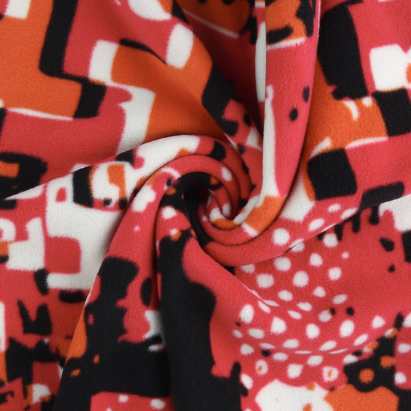 Mountain Fleece Prints - Abstract Houndstooth - 038 - Red