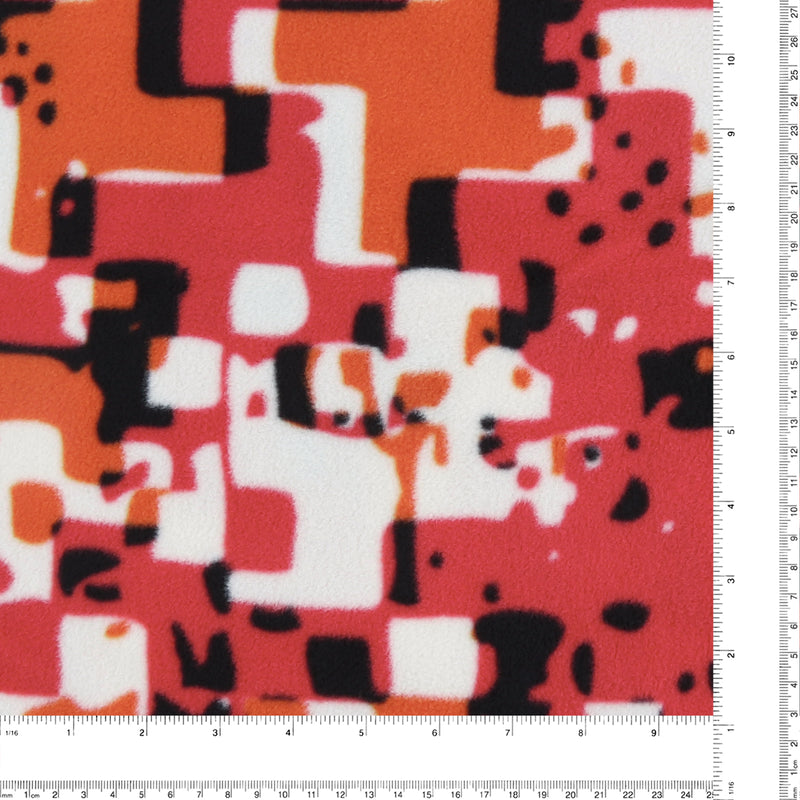 Mountain Fleece Prints - Abstract Houndstooth - 038 - Red