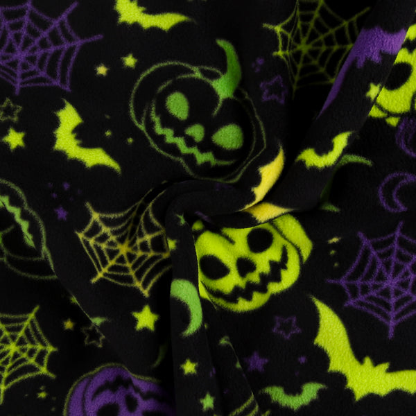 Mountain Fleece Prints - Happy Halloween - 043 - Black