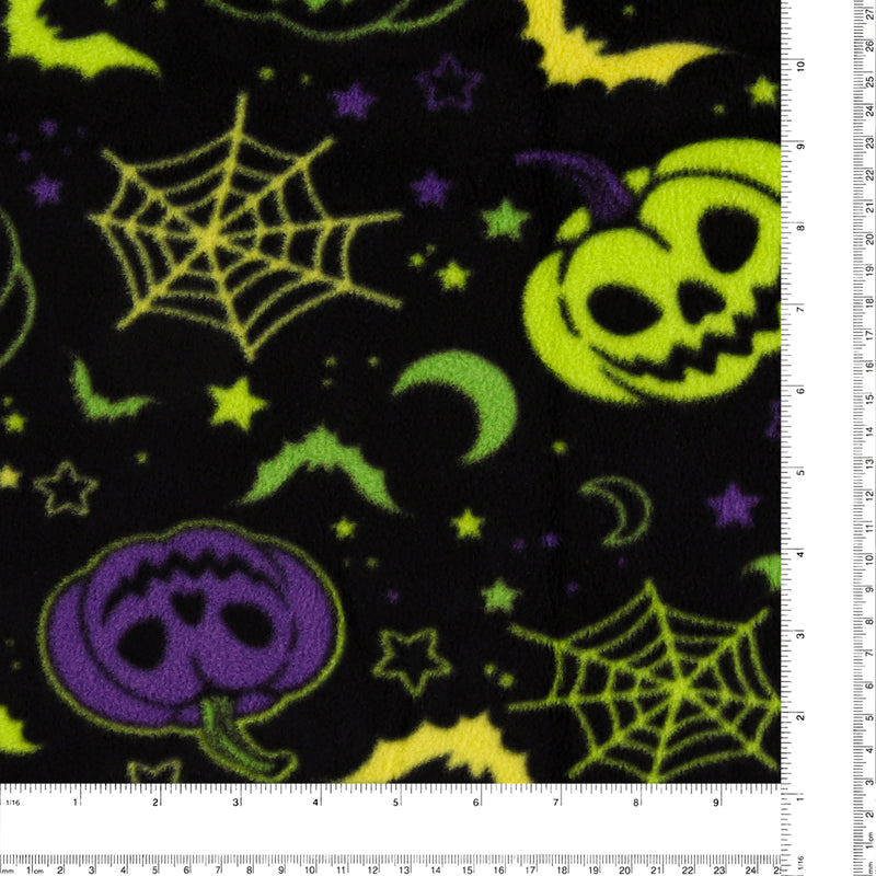 Mountain Fleece Prints - Happy Halloween - 043 - Black