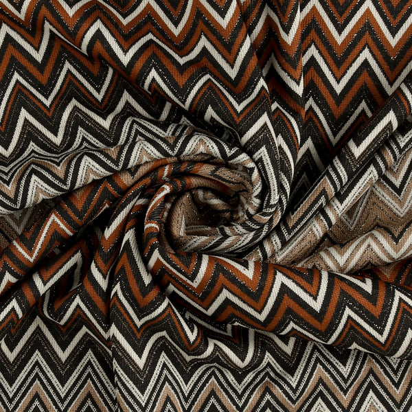 Chevron Knit Print - AROMA - 001 - Brown