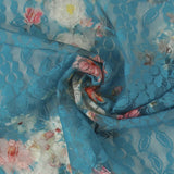 Dentelle imprimée - AZALÉE - 004 - Aqua