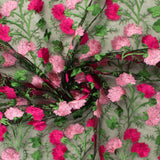 Filet brodé - ÉLEGANZA - 005 - Noir et Fuschia