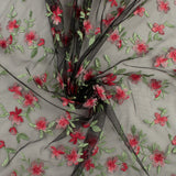 Embroidered Mesh - ELEGANZA - 006 - Black & Red