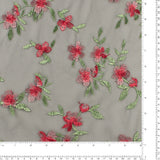 Embroidered Mesh - ELEGANZA - 006 - Black & Red