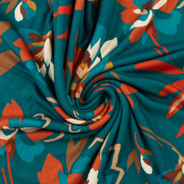 Tricot imprimé - LORETA - 004 - Sarcelle