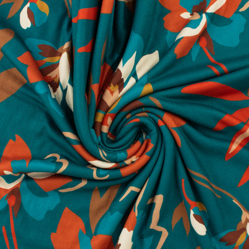 Tricot imprimé - LORETA - 004 - Sarcelle