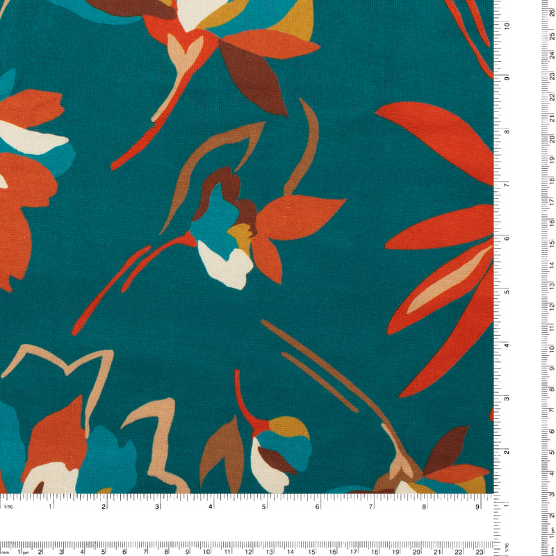 Tricot imprimé - LORETA - 004 - Sarcelle