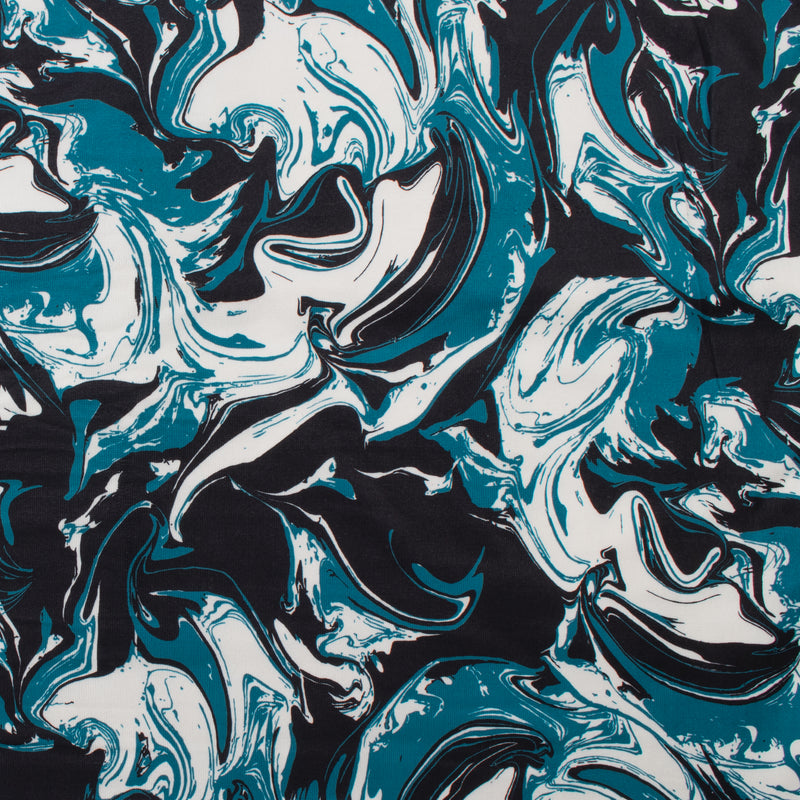 Tricot imprimé - LORETA - 007 - Sarcelle