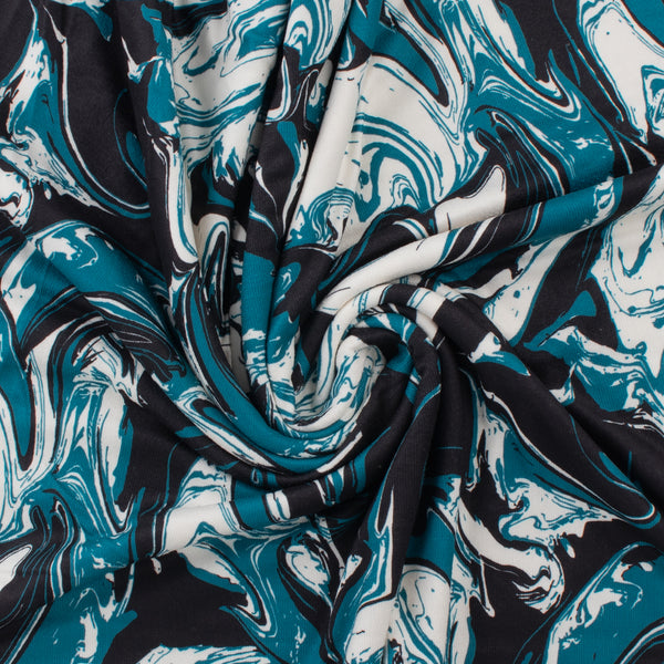 Tricot imprimé - LORETA - 007 - Sarcelle