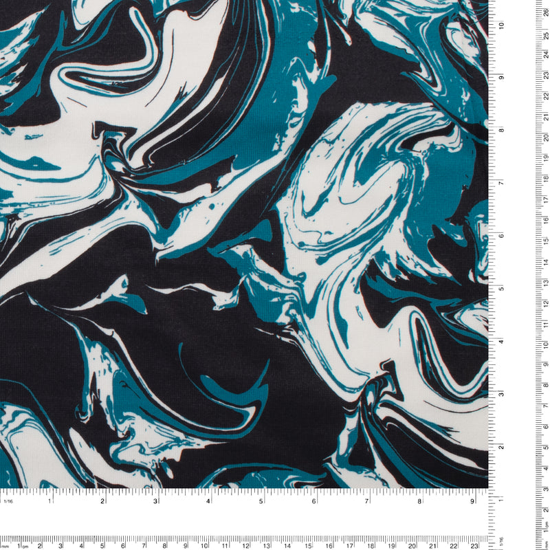 Tricot imprimé - LORETA - 007 - Sarcelle