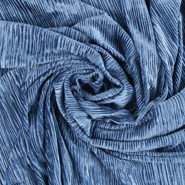 Velours uni plissé - LOUELLA - 008 - Océan