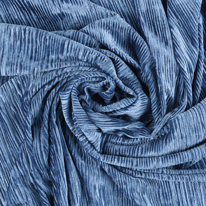 Velours uni plissé - LOUELLA - 008 - Océan