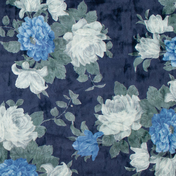 Velours extensible imprimé - SOIRÉE - 002 - Marine