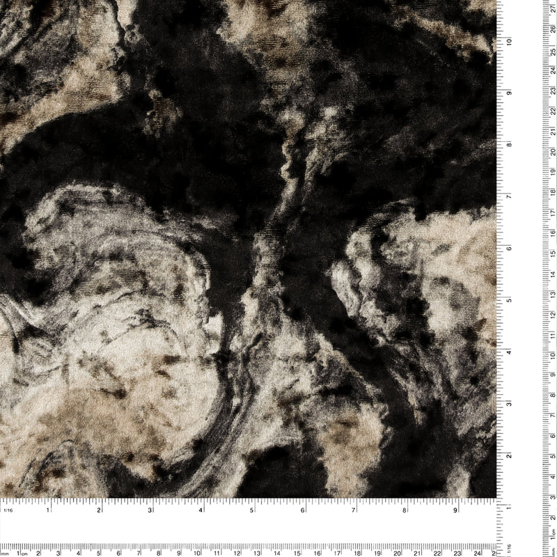 Velours imprimé - LOUELLA - 001 - Noir et Gris