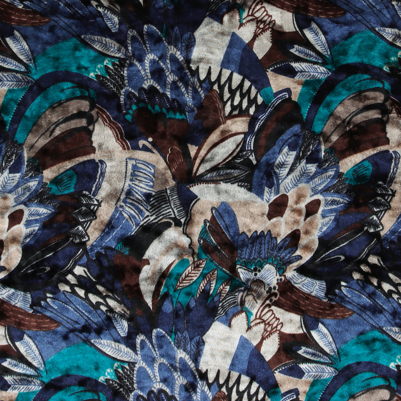 Velours imprimé - LOUELLA - 002 - Bleu