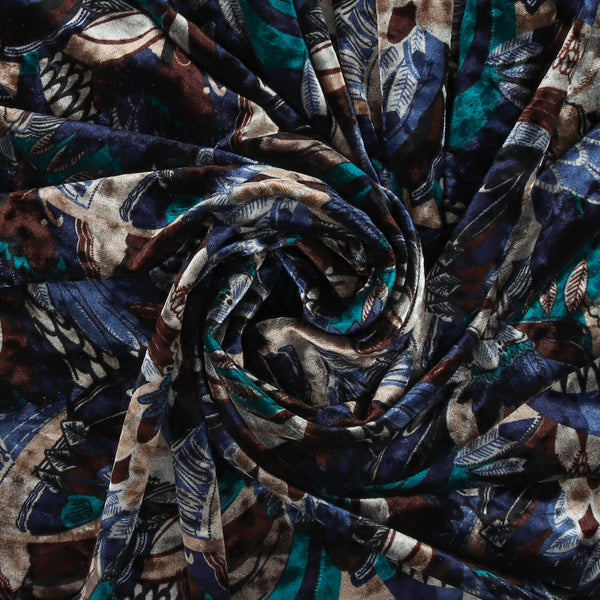 Velours imprimé - LOUELLA - 002 - Bleu