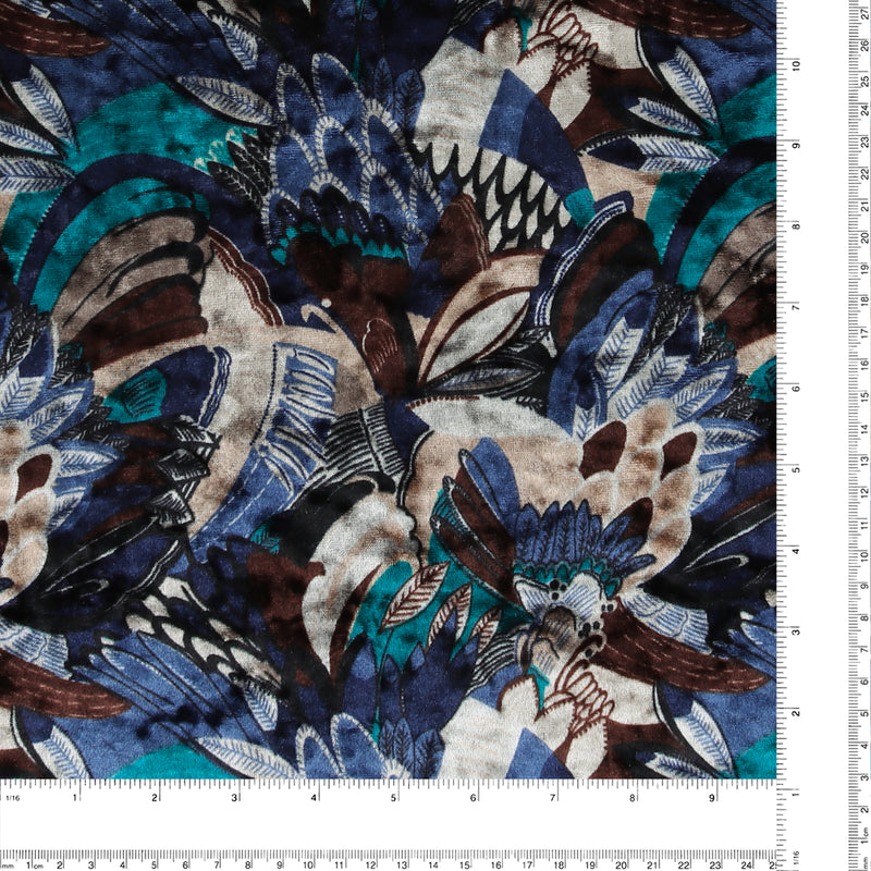 Velours imprimé - LOUELLA - 002 - Bleu