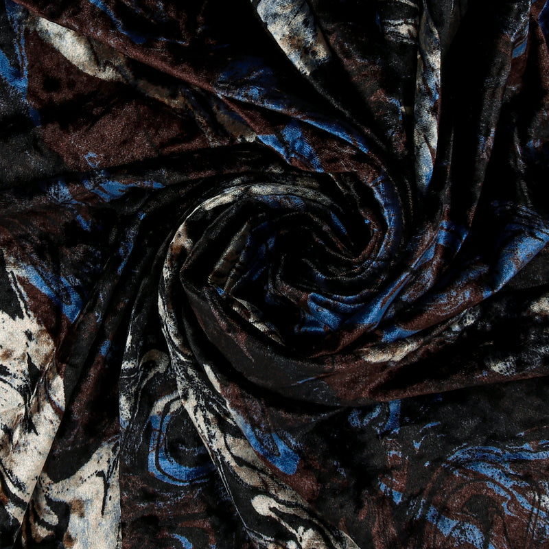 Velours imprimé - LOUELLA - 006 - Bleu