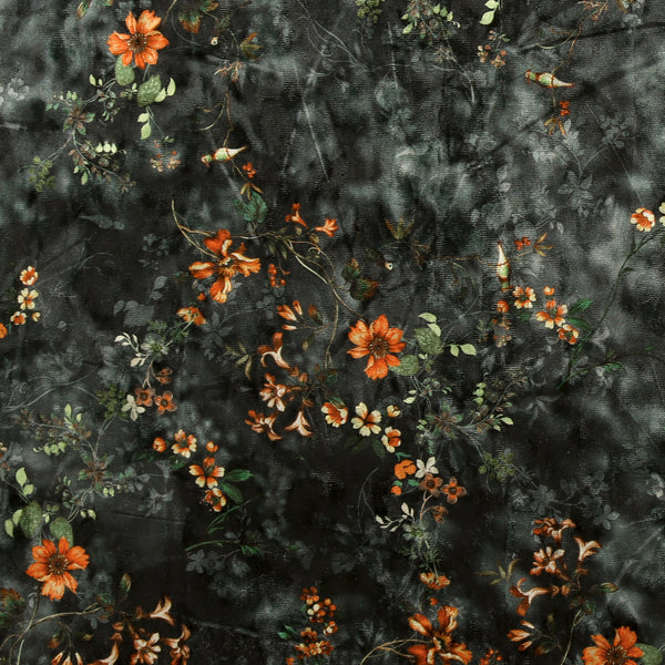 Printed Velvet - LOUELLA - 008 - Charcoal