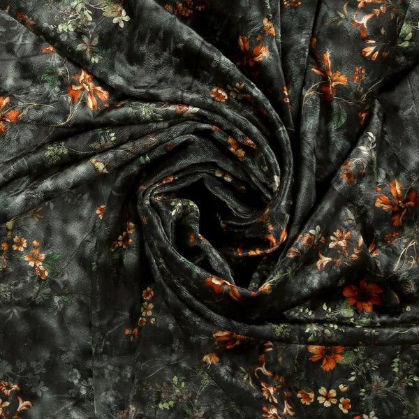 Printed Velvet - LOUELLA - 008 - Charcoal