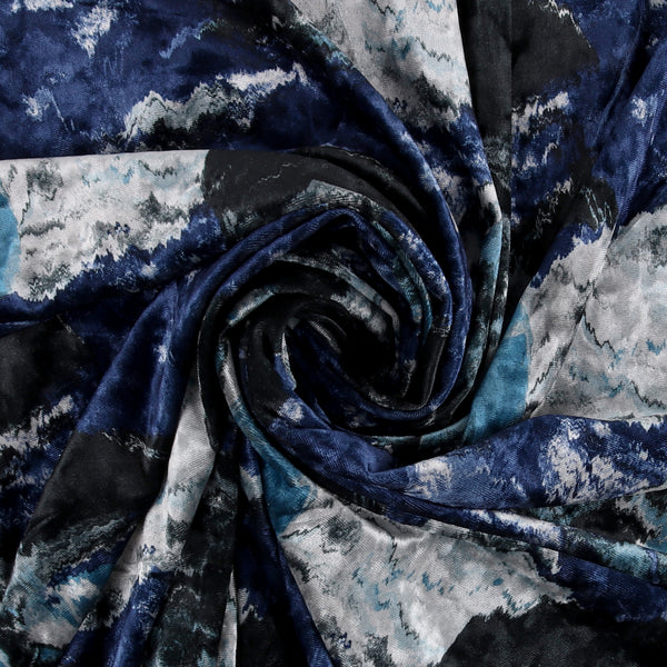 Printed Velvet - LOUELLA - 011 - Blue