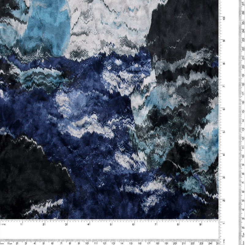 Velours imprimé - LOUELLA - 011 - Bleu