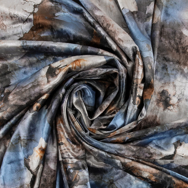 Printed Velvet - LOUELLA - 015 - Blue