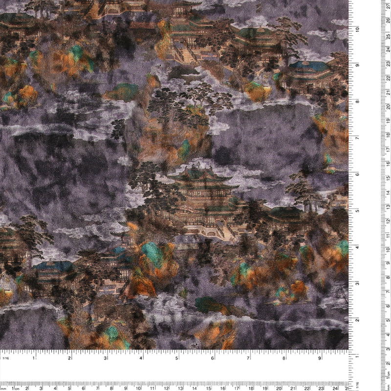 Velours imprimé - LOUELLA - 017 - Cendre