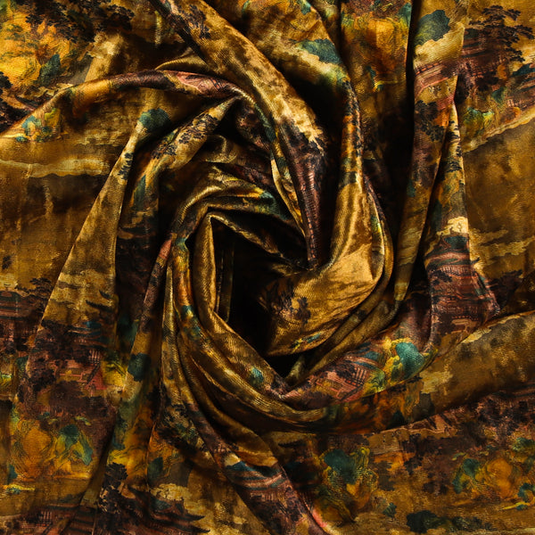 Printed Velvet - LOUELLA - 018 - Ochre