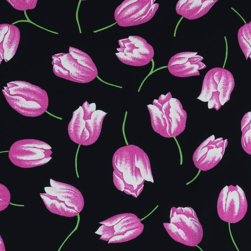 Polyester Print - CLARA - 011 - Black