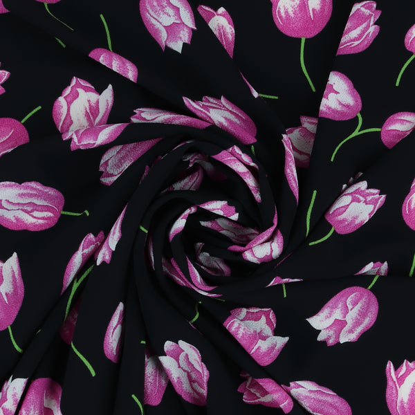 Polyester Print - CLARA - 011 - Black