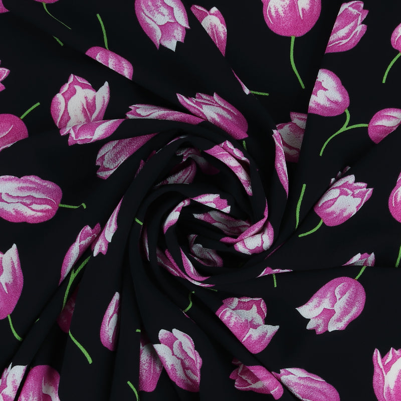 Polyester Print - CLARA - 011 - Black