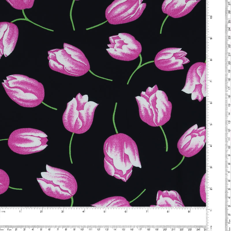 Polyester Print - CLARA - 011 - Black