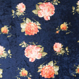 Printed Velvet - WILLOW- 001 - Navy