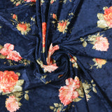 Printed Velvet - WILLOW- 001 - Navy
