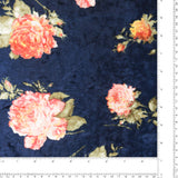 Printed Velvet - WILLOW- 001 - Navy