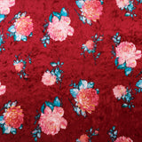 Printed Velvet - WILLOW- 003 - Red Wine